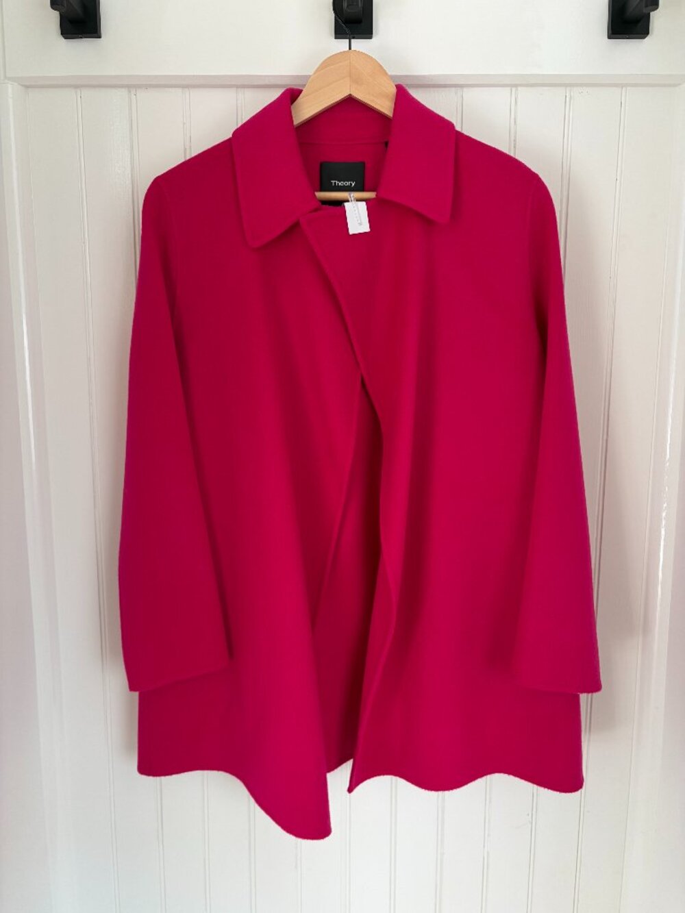 Theory Overlay New Divide Luxe Wool Cashmere Coat Magenta Pink Sz P Petite NWT